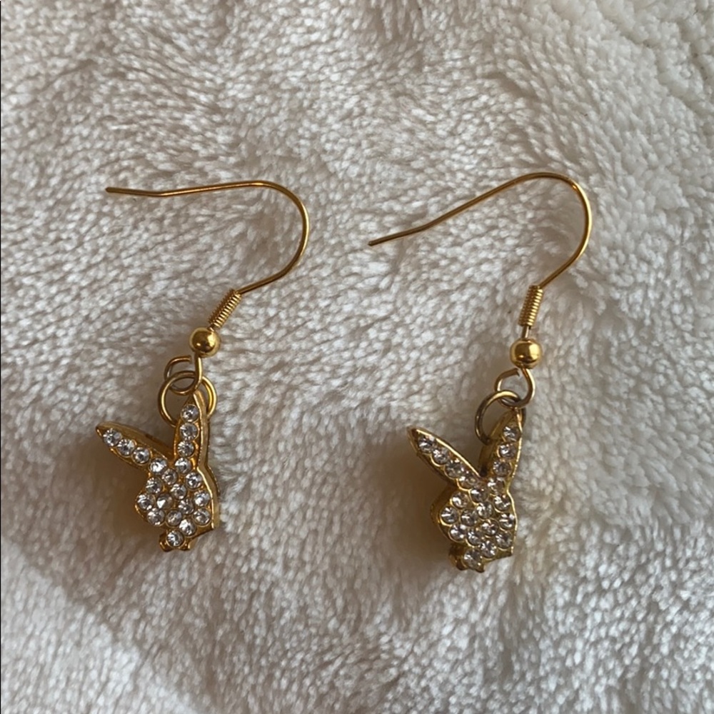 Gold playboy earrings